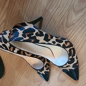 Patent leather leopard print heels